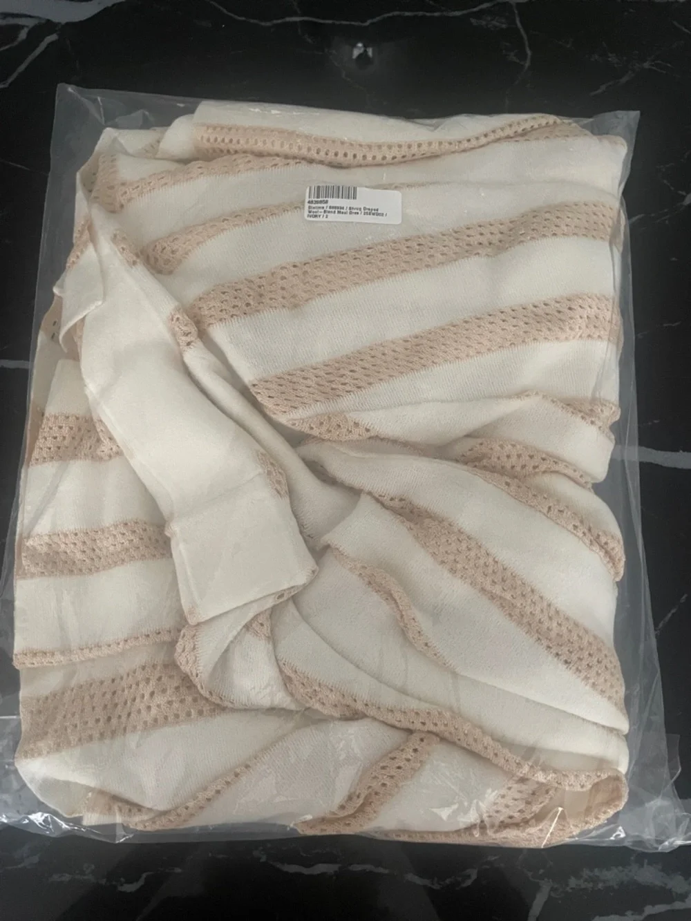 Diotima Ivory & Gold Striped Shrug Draped Maxi Dress Size US4 New With Tags - Picture 5 of 5